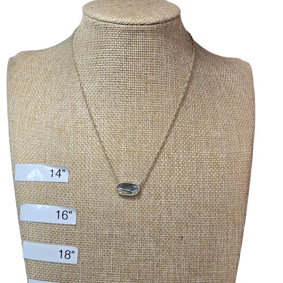 Kendra Scott Necklace Goldtone Multicolor Abalone Shell Pendant Classic Luxury - Picture 1 of 8